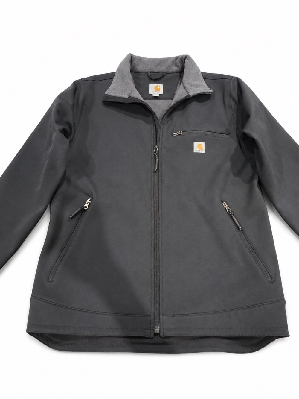 Carhartt Black Softshell Full Zip Jacket Gray Fleece Collar Men’s M Regular
